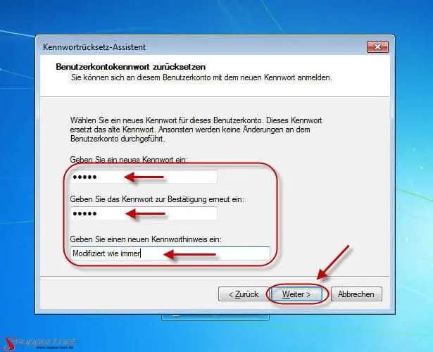 Windows 7 passwort zurücksetzen