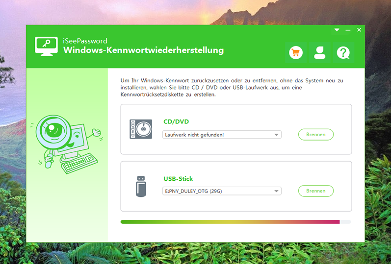 iSeePassword Windows-Passwort-Wiederherstellung brennen